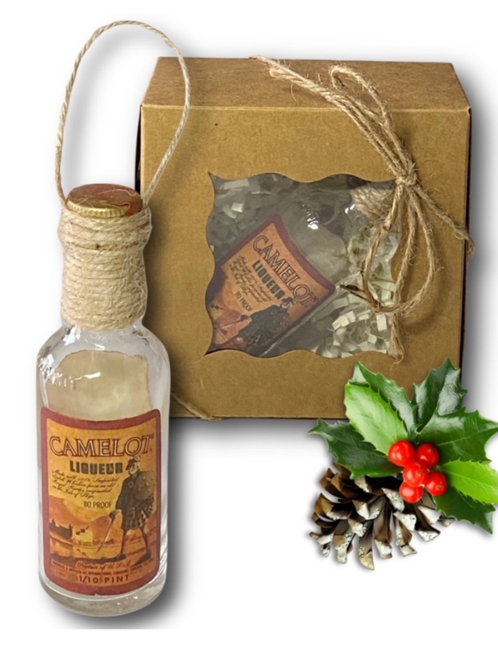Camelot Liqueur Scotch Whisky Artisan Vintage Glass Miniature Bottle Ornament